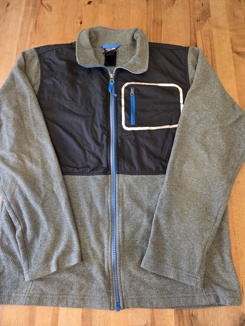 The North Face Kids Full-Zip Fleece Coat Grey Charcoal Blue Size XL